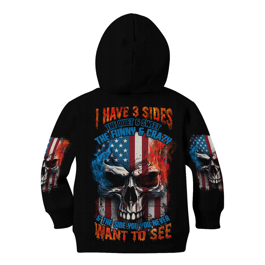 I Have Three Sides Skull Flag Kid Hoodie - Wonder Print Shop