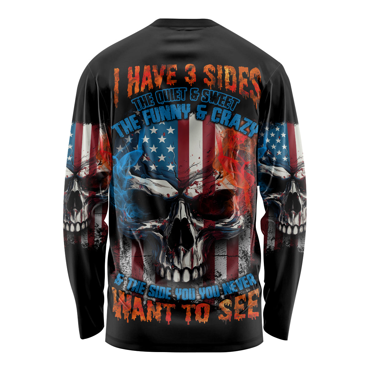 I Have Three Sides Skull Flag Long Sleeve Shirt - Wonder Print Shop