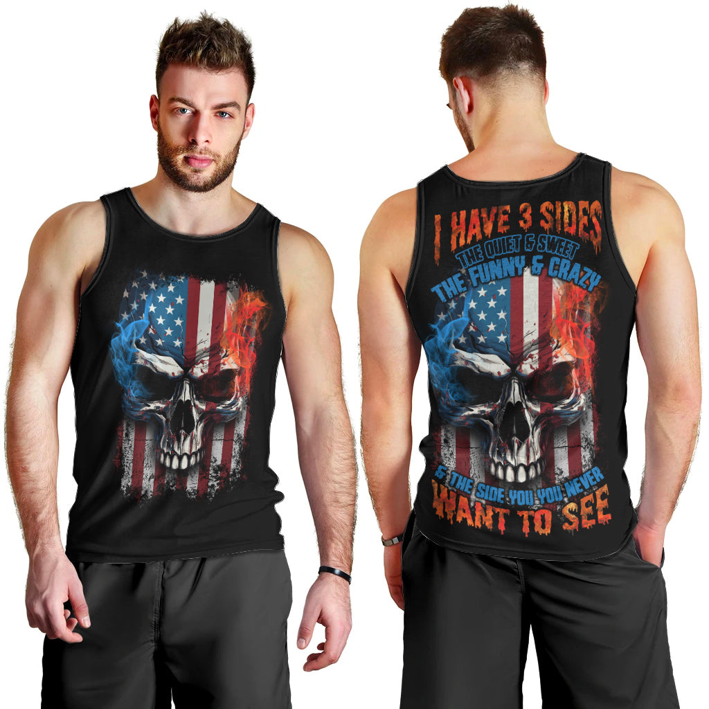 I Have Three Sides Skull Flag Men Tank Top - Wonder Print Shop