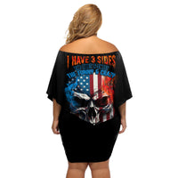 I Have Three Sides Skull Flag Off Shoulder Short Dress - Wonder Print Shop