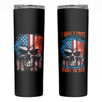 I Have Three Sides Skull Flag Skinny Tumbler - Wonder Print Shop