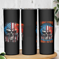 I Have Three Sides Skull Flag Skinny Tumbler - Wonder Print Shop