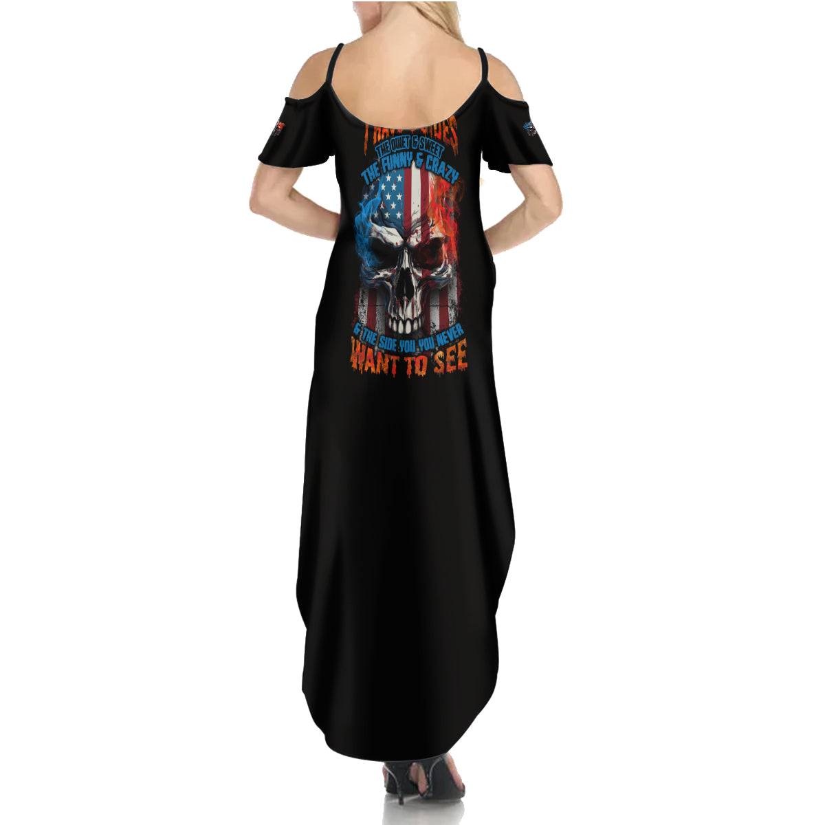 I Have Three Sides Skull Flag Summer Maxi Dress - Wonder Print Shop