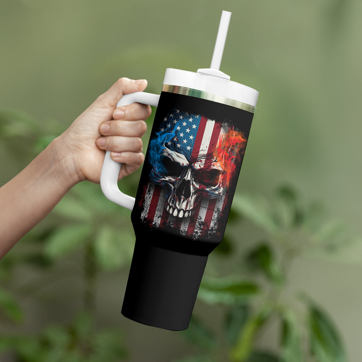 I Have Three Sides Skull Flag Tumbler With Handle - Wonder Print Shop