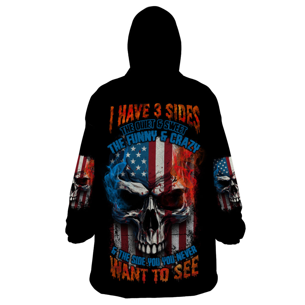 I Have Three Sides Skull Flag Wearable Blanket Hoodie - Wonder Print Shop