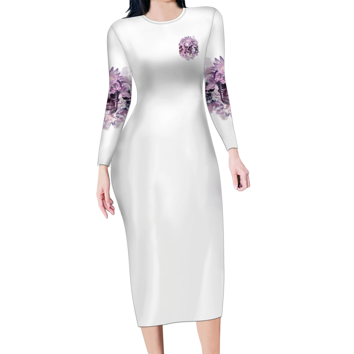 Stuck Between Idk Idc And IDGAF Skull Family Matching Long Sleeve Bodycon Dress and Hawaiian Shirt - Wonder Print Shop