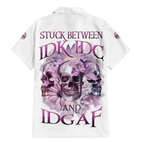 Stuck Between Idk Idc And IDGAF Skull Family Matching Mermaid Dress and Hawaiian Shirt - Wonder Print Shop