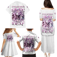 Stuck Between Idk Idc And IDGAF Skull Family Matching Puletasi Dress and Hawaiian Shirt - Wonder Print Shop