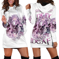 Stuck Between Idk Idc And IDGAF Skull Hoodie Dress - Wonder Print Shop