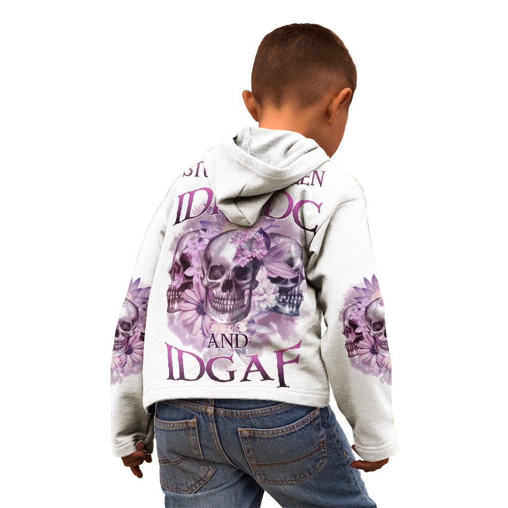 Stuck Between Idk Idc And IDGAF Skull Kid Hoodie - Wonder Print Shop