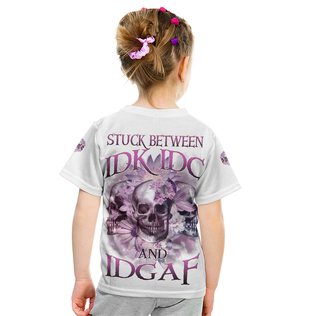 Stuck Between Idk Idc And IDGAF Skull Kid T Shirt - Wonder Print Shop