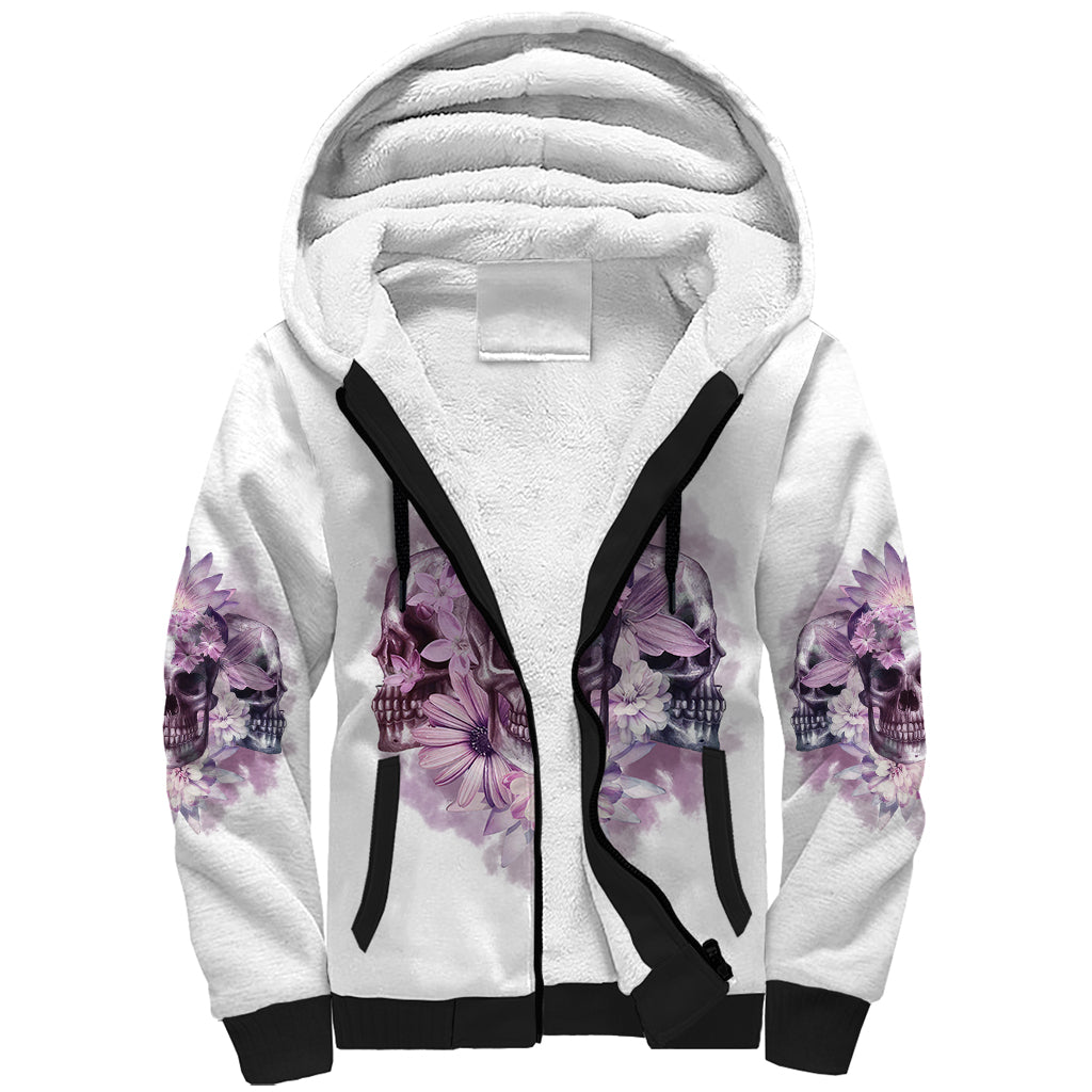 Stuck Between Idk Idc And IDGAF Skull Sherpa Hoodie - Wonder Print Shop