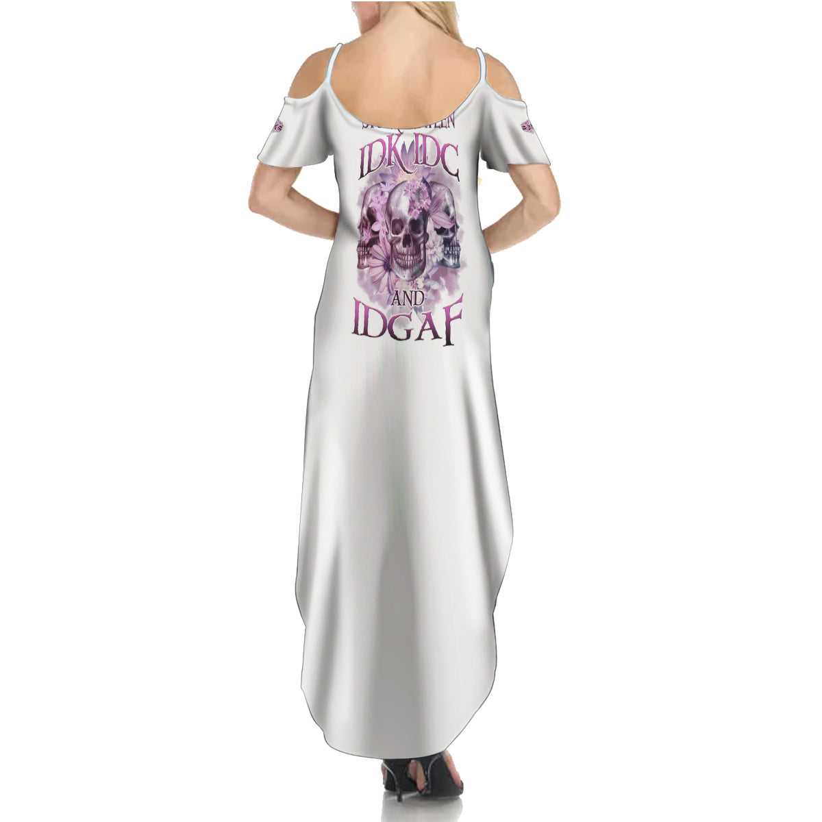 Stuck Between Idk Idc And IDGAF Skull Summer Maxi Dress - Wonder Print Shop