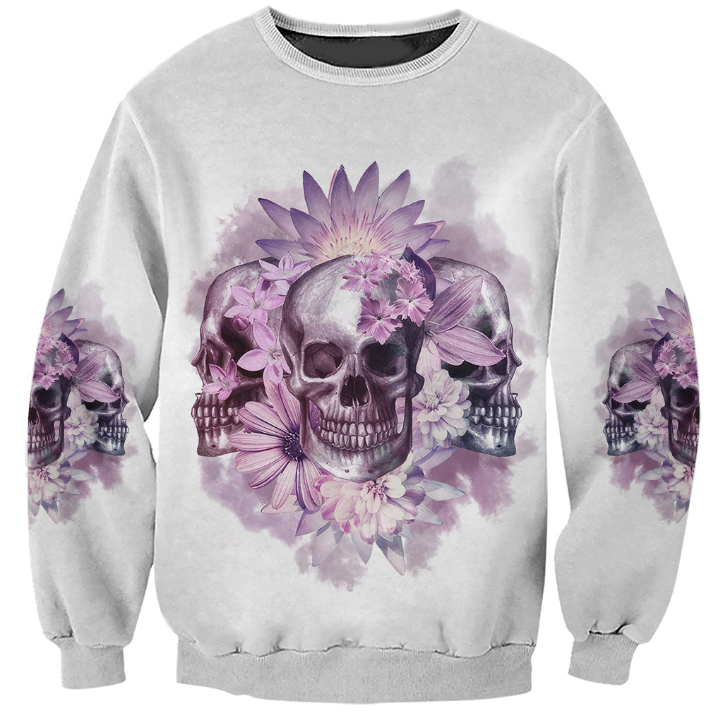 Stuck Between Idk Idc And IDGAF Skull Sweatshirt - Wonder Print Shop