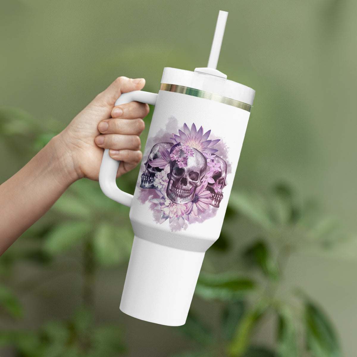 Stuck Between Idk Idc And IDGAF Skull Tumbler With Handle - Wonder Print Shop