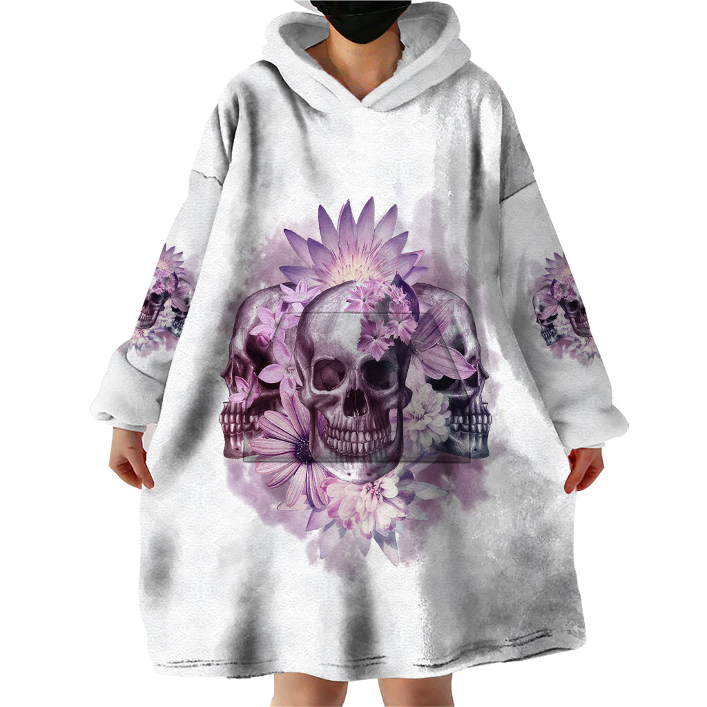 Stuck Between Idk Idc And IDGAF Skull Wearable Blanket Hoodie - Wonder Print Shop