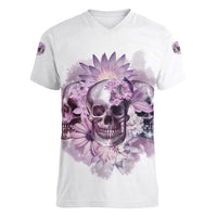 Stuck Between Idk Idc And IDGAF Skull Women V Neck T Shirt - Wonder Print Shop