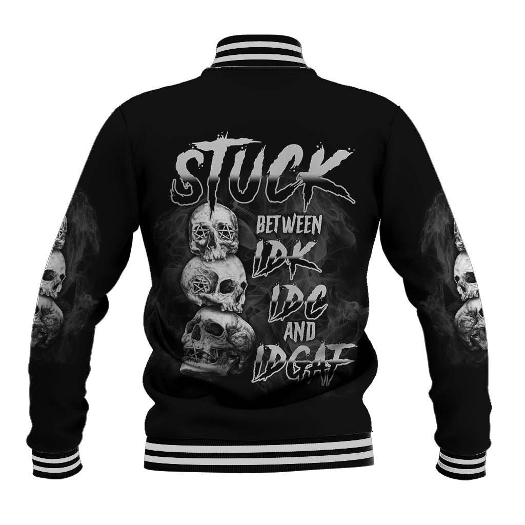 Stuck Between Idk Idc Idgaf Baseball Jacket - Wonder Print Shop
