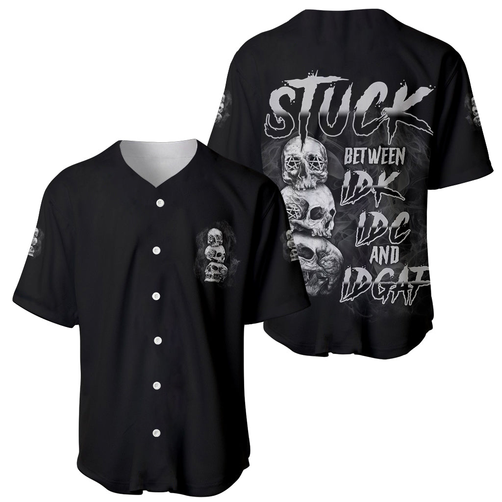 Stuck Between Idk Idc Idgaf Baseball Jersey - Wonder Print Shop