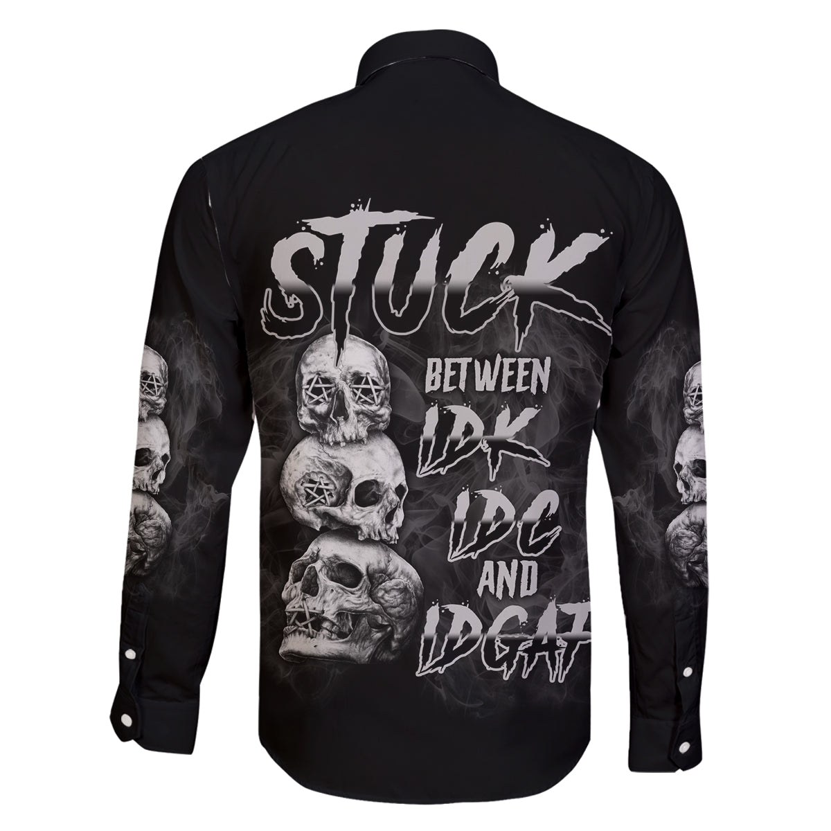 Stuck Between Idk Idc Idgaf Family Matching Off Shoulder Long Sleeve Dress and Hawaiian Shirt - Wonder Print Shop