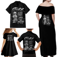 Stuck Between Idk Idc Idgaf Family Matching Off Shoulder Maxi Dress and Hawaiian Shirt - Wonder Print Shop