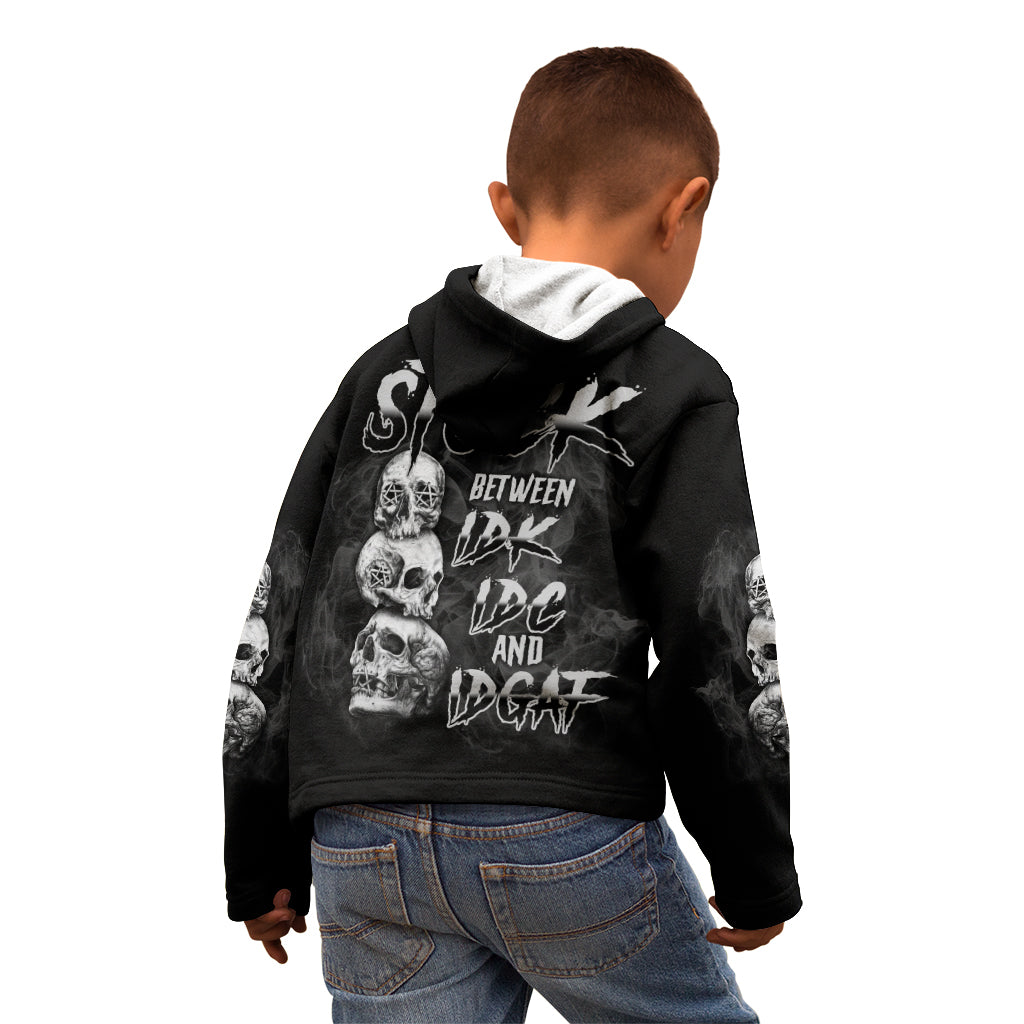 Stuck Between Idk Idc Idgaf Kid Hoodie - Wonder Print Shop