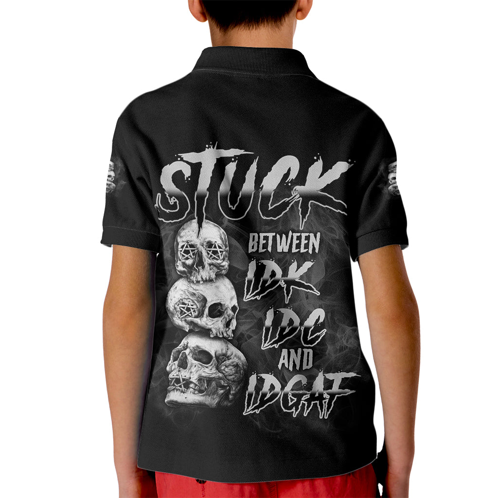 Stuck Between Idk Idc Idgaf Kid Polo Shirt - Wonder Print Shop
