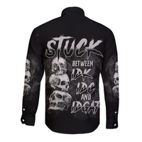 Stuck Between Idk Idc Idgaf Long Sleeve Button Shirt - Wonder Print Shop