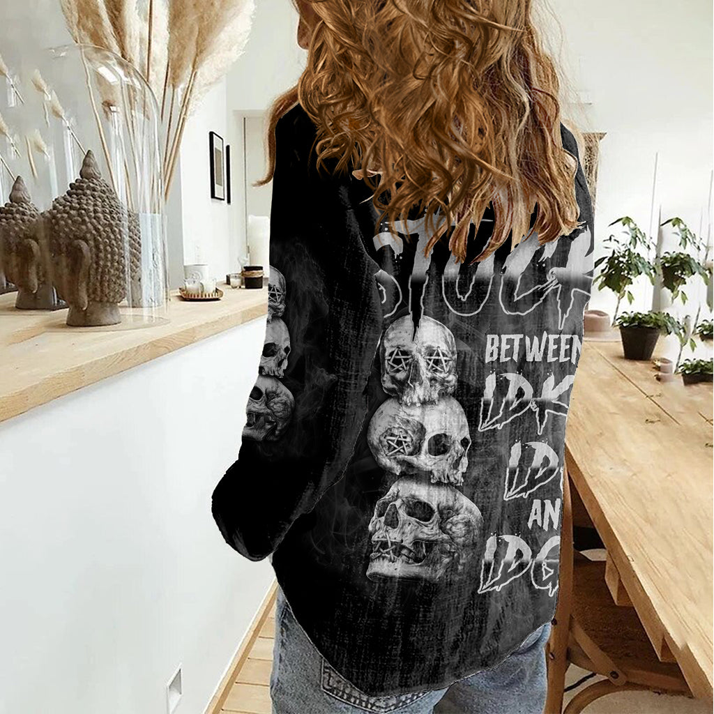 Stuck Between Idk Idc Idgaf Women Casual Shirt - Wonder Print Shop