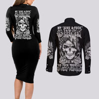 My Give A F Mad Skull Couples Matching Long Sleeve Bodycon Dress and Long Sleeve Button Shirt - Wonder Print Shop