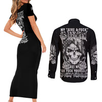 My Give A F Mad Skull Couples Matching Short Sleeve Bodycon Dress and Long Sleeve Button Shirt - Wonder Print Shop