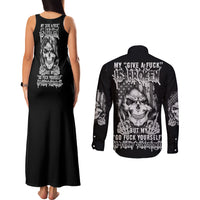 My Give A F Mad Skull Couples Matching Tank Maxi Dress and Long Sleeve Button Shirt - Wonder Print Shop
