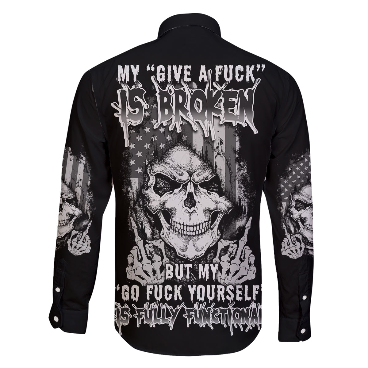 My Give A F Mad Skull Family Matching Long Sleeve Bodycon Dress and Hawaiian Shirt - Wonder Print Shop