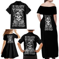 My Give A F Mad Skull Family Matching Off Shoulder Maxi Dress and Hawaiian Shirt - Wonder Print Shop