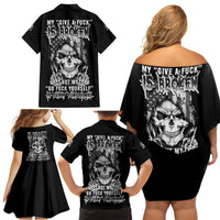 My Give A F Mad Skull Family Matching Off Shoulder Short Dress and Hawaiian Shirt - Wonder Print Shop