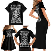 My Give A F Mad Skull Family Matching Short Sleeve Bodycon Dress and Hawaiian Shirt - Wonder Print Shop