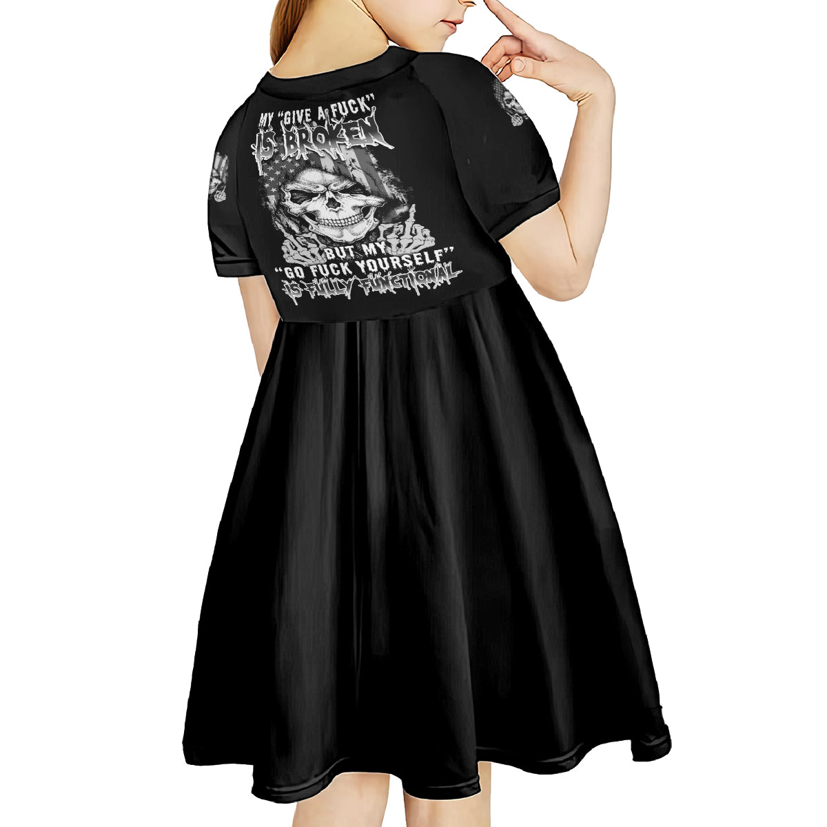 My Give A F Mad Skull Kid Short Sleeve Dress - Wonder Print Shop