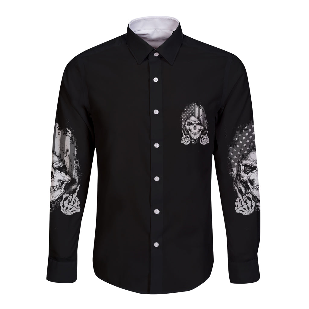 My Give A F Mad Skull Long Sleeve Button Shirt - Wonder Print Shop