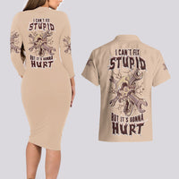 I Can Fix Stupid But It's Gonna Hurt Couples Matching Long Sleeve Bodycon Dress and Hawaiian Shirt - Wonder Print Shop