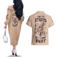 I Can Fix Stupid But It's Gonna Hurt Couples Matching Off The Shoulder Long Sleeve Dress and Hawaiian Shirt - Wonder Print Shop