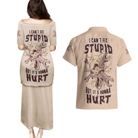 I Can Fix Stupid But It's Gonna Hurt Couples Matching Puletasi Dress and Hawaiian Shirt - Wonder Print Shop