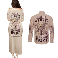 I Can Fix Stupid But It's Gonna Hurt Couples Matching Puletasi Dress and Long Sleeve Button Shirt - Wonder Print Shop