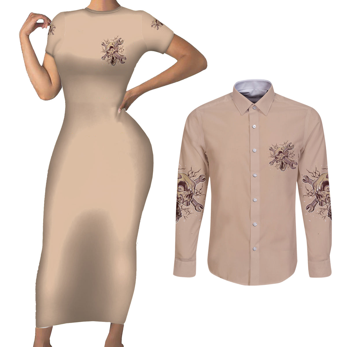 I Can Fix Stupid But It's Gonna Hurt Couples Matching Short Sleeve Bodycon Dress and Long Sleeve Button Shirt - Wonder Print Shop