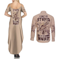I Can Fix Stupid But It's Gonna Hurt Couples Matching Summer Maxi Dress and Long Sleeve Button Shirt - Wonder Print Shop