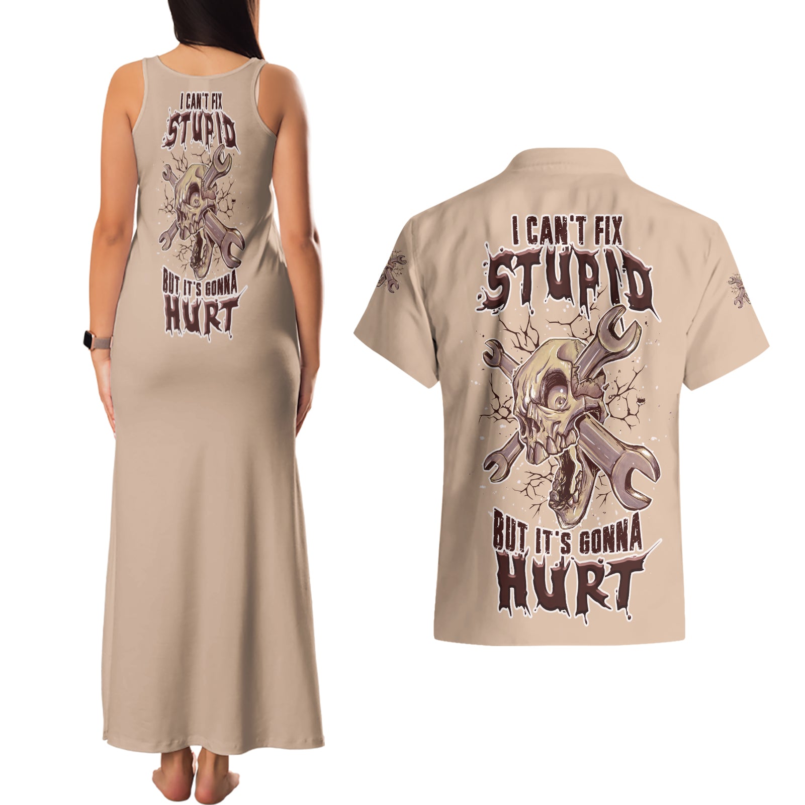 I Can Fix Stupid But It's Gonna Hurt Couples Matching Tank Maxi Dress and Hawaiian Shirt - Wonder Print Shop