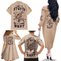 I Can Fix Stupid But It's Gonna Hurt Family Matching Off Shoulder Long Sleeve Dress and Hawaiian Shirt - Wonder Print Shop