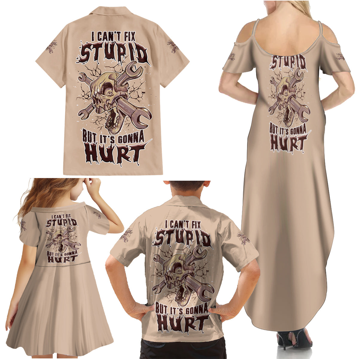 I Can Fix Stupid But It's Gonna Hurt Family Matching Summer Maxi Dress and Hawaiian Shirt - Wonder Print Shop