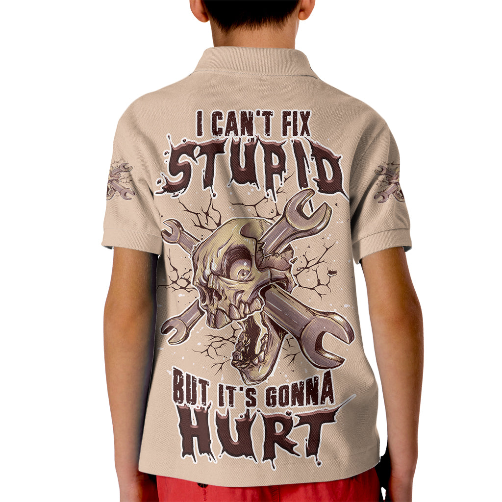 I Can Fix Stupid But It's Gonna Hurt Kid Polo Shirt - Wonder Print Shop