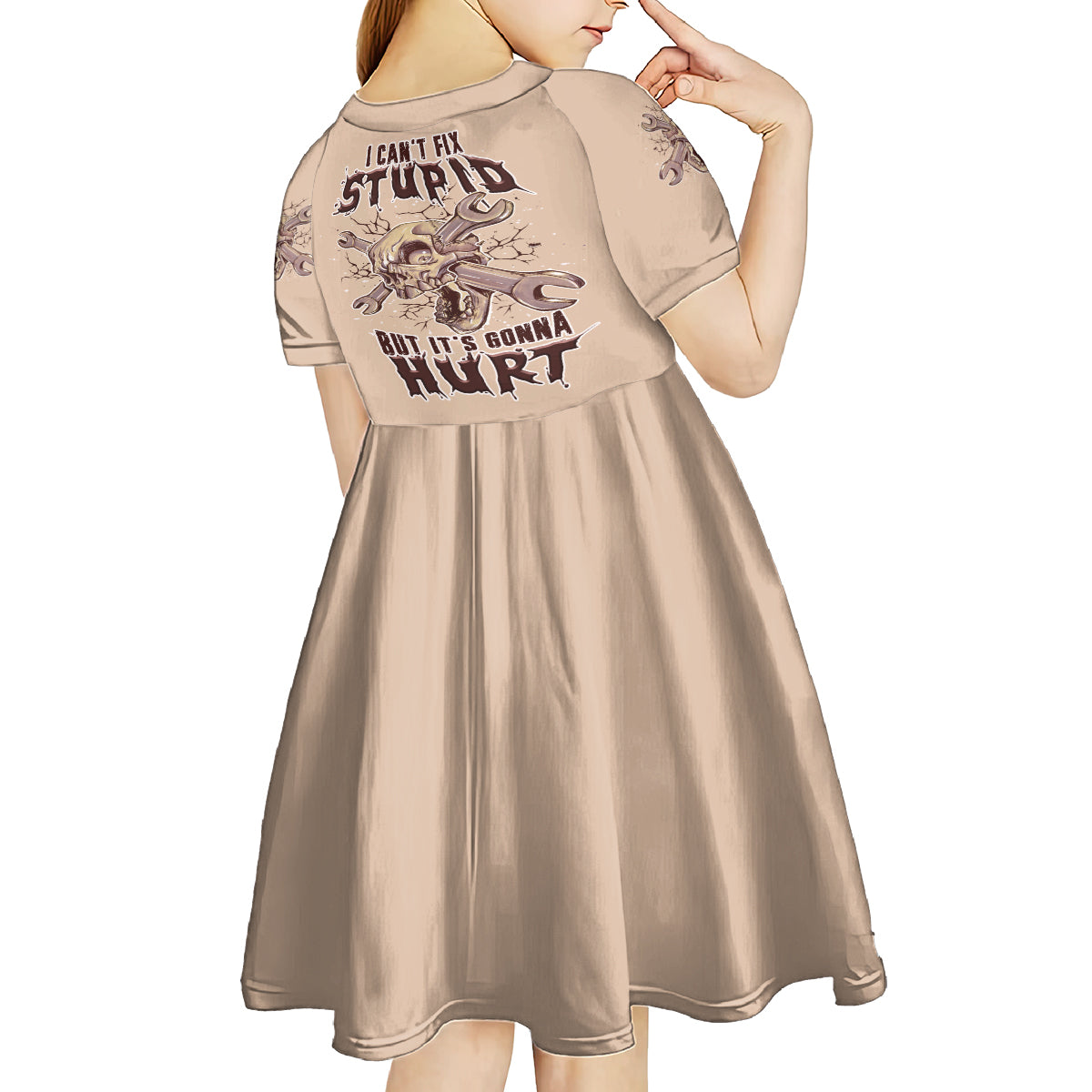 I Can Fix Stupid But It's Gonna Hurt Kid Short Sleeve Dress - Wonder Print Shop