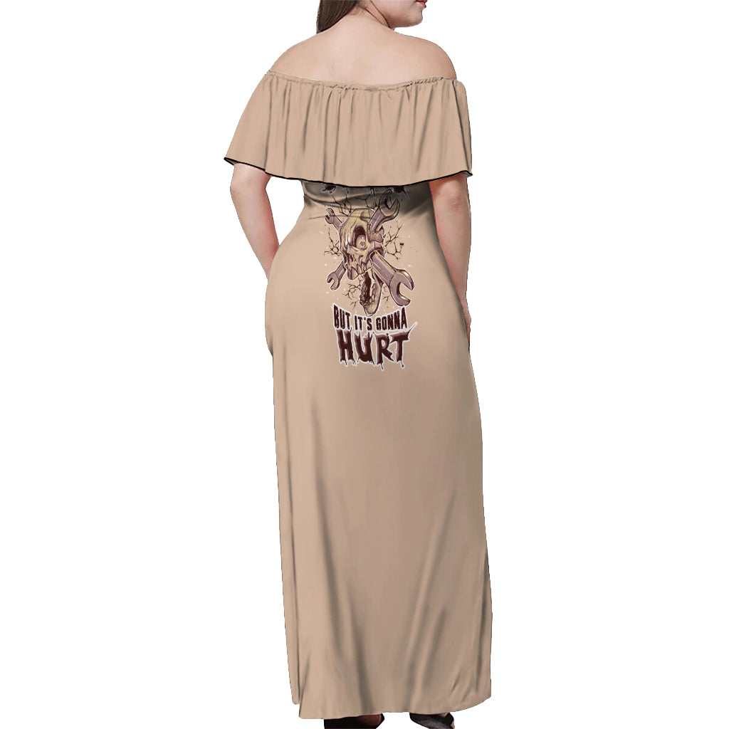 I Can Fix Stupid But It's Gonna Hurt Off Shoulder Maxi Dress - Wonder Print Shop